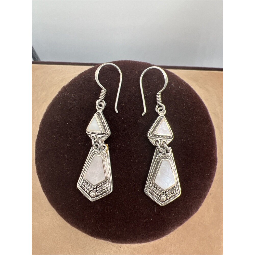 Boma Sterling Silver Earrings Drop Dangle Earrings Mother Of Pearl Geometric